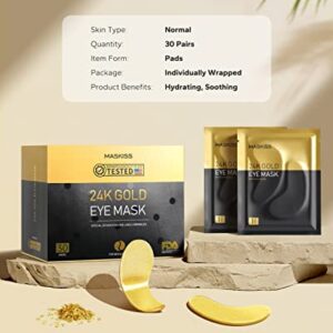 Maskiss 30-Pairs 24K Gold Under Eye Patches, Eye Mask, Eye Patches for Puffy Eyes, Eye Masks for Dark Circles and Puffiness, Collagen Skin Care Products - Image 2