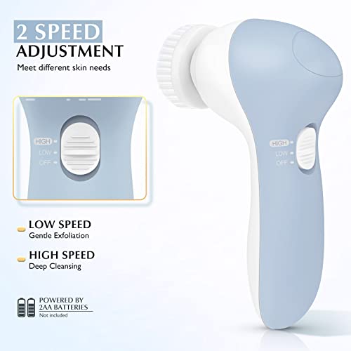 Facial Cleansing Brush Face Scrubber: COSLUS 7in1 JBK-D Electric Exfoliating Spin Cleanser Device Waterproof Deep Cleaning Exfoliation Rotating Spa Machine - Electronic Acne Skin Wash Spinning System - Image 4