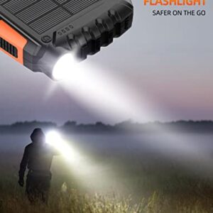 Power-Bank-Solar-Charger - 42800mAh Power Bank,Portable Charger,External Battery Pack 5V3.1A Qc 3.0 Fast Charging Built-in Super Bright Flashlight (Light Orange) - Image 5