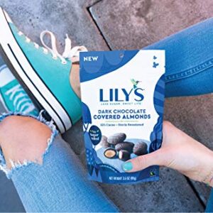 Dark Chocolate Covered Almonds by Lily's Sweets, Made with Stevia, No Added Sugar, Low-Carb, Keto-Friendly | Fair Trade, Gluten-Free & Non-GMO Ingredients | 3.5 Oz (Pack of 3), 10.5 Oz - Image 2