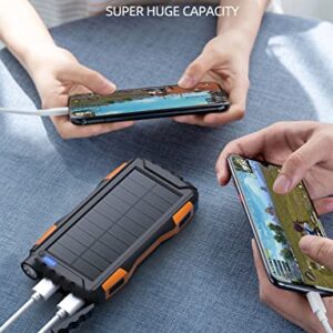 Power-Bank-Solar-Charger - 42800mAh Power Bank,Portable Charger,External Battery Pack 5V3.1A Qc 3.0 Fast Charging Built-in Super Bright Flashlight (Light Orange) - Image 4