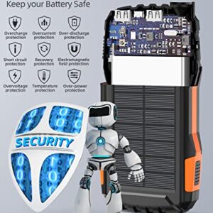 Power-Bank-Solar-Charger - 42800mAh Power Bank,Portable Charger,External Battery Pack 5V3.1A Qc 3.0 Fast Charging Built-in Super Bright Flashlight (Light Orange) - Image 3