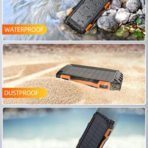 Power-Bank-Solar-Charger - 42800mAh Power Bank,Portable Charger,External Battery Pack 5V3.1A Qc 3.0 Fast Charging Built-in Super Bright Flashlight (Light Orange) - Image 6