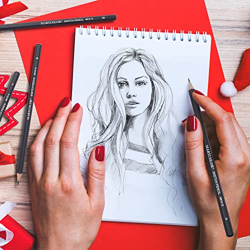 MARTCOLOR Drawing Sketching Pencils Set, 12 Pack Graphite Pencils(14B - 2H), Ideal for Drawing Art, Sketching, Shading, Artist Pencils for Artist Adults Kids Beginner - Image 6