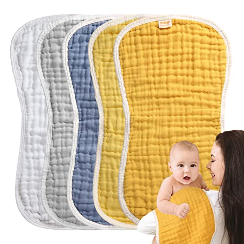 MUKIN Muslin Burp Cloths - Baby Burp Cloth Sets for Unisex. Perfect for Newborn Baby Burping Cloths/Burp Bibs. Newborn Burping Rags for Boys and Girls (Multicolored 3) - Image 2