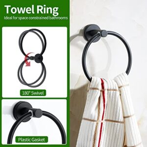 Bathroom Hardware Set, 5/10/20pcs Bathroom Hardware Set, Stainless Steel Bath Hardware Set Including 16" Hand Towel Bars, Toilet Paper Holders, Towel Rings, Robe Towel Hooks (5pcs, Black) - Image 6