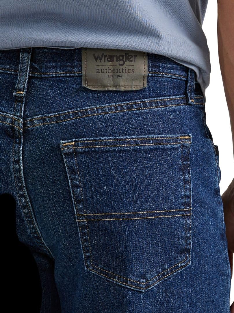 Wrangler Authentics Men's Comfort Flex Waist Relaxed Fit Jean, Dark Stonewash, 40W x 29L - Image 3